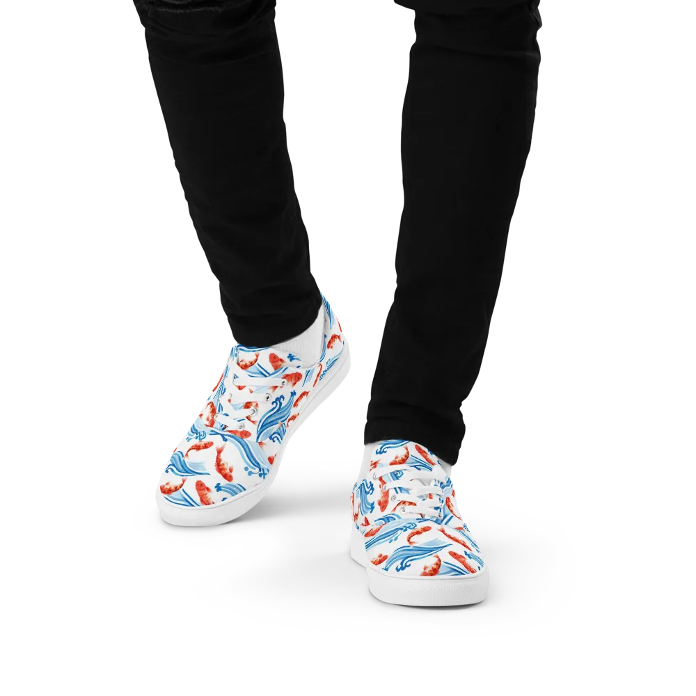 Waves of Fortune on Men's Lace-Up Canvas Shoes — Front