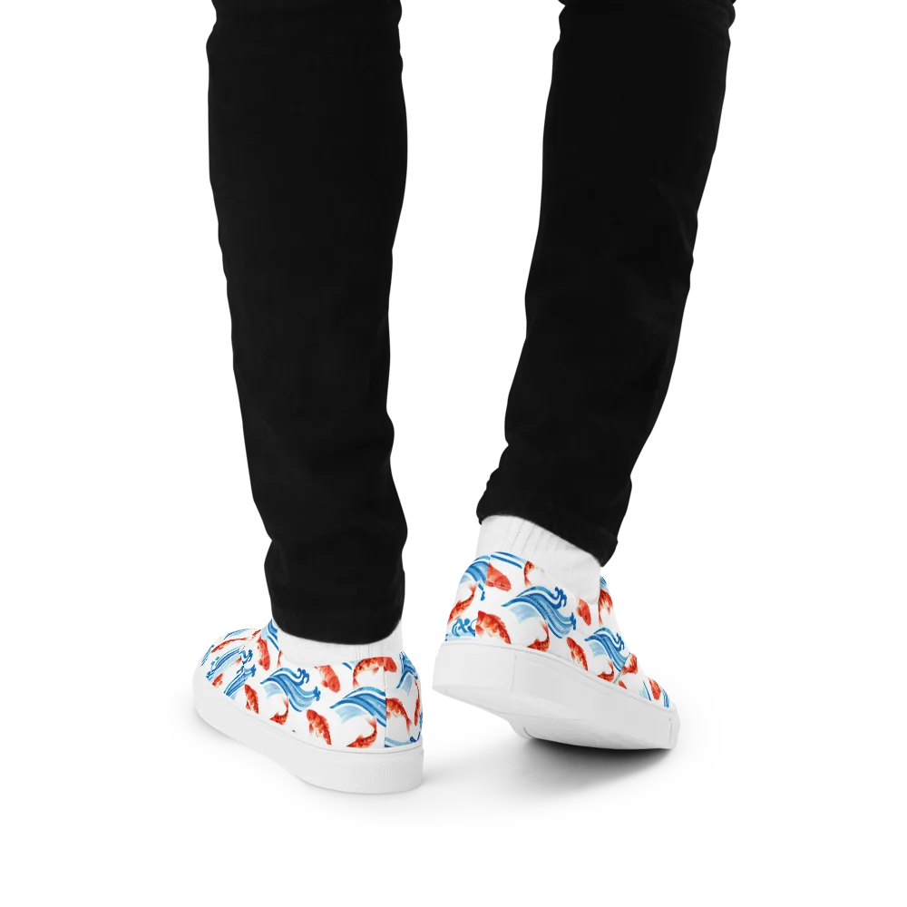 Waves of Fortune on Men's Lace-Up Canvas Shoes — Back