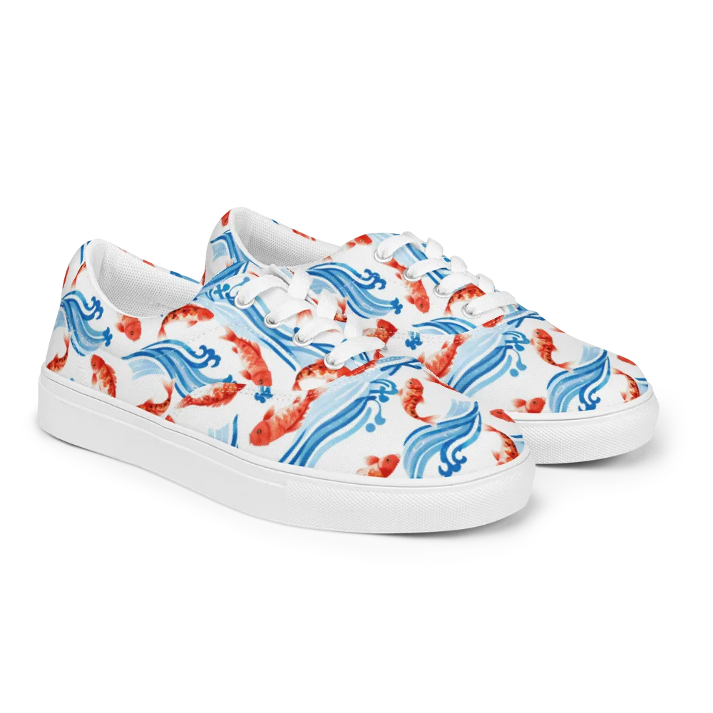 Waves of Fortune on Men's Lace-Up Canvas Shoes — Right Front