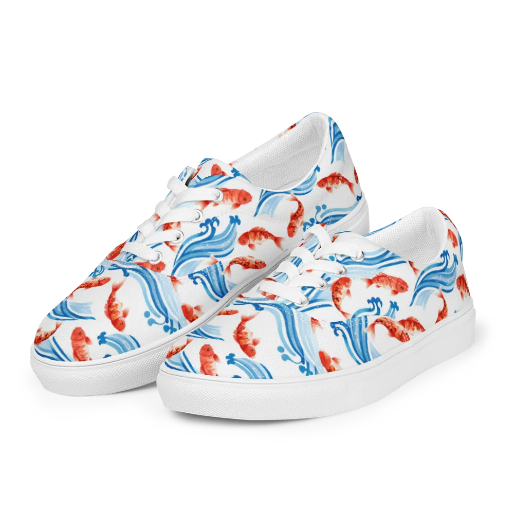 Waves of Fortune on Men's Lace-Up Canvas Shoes — Left Front