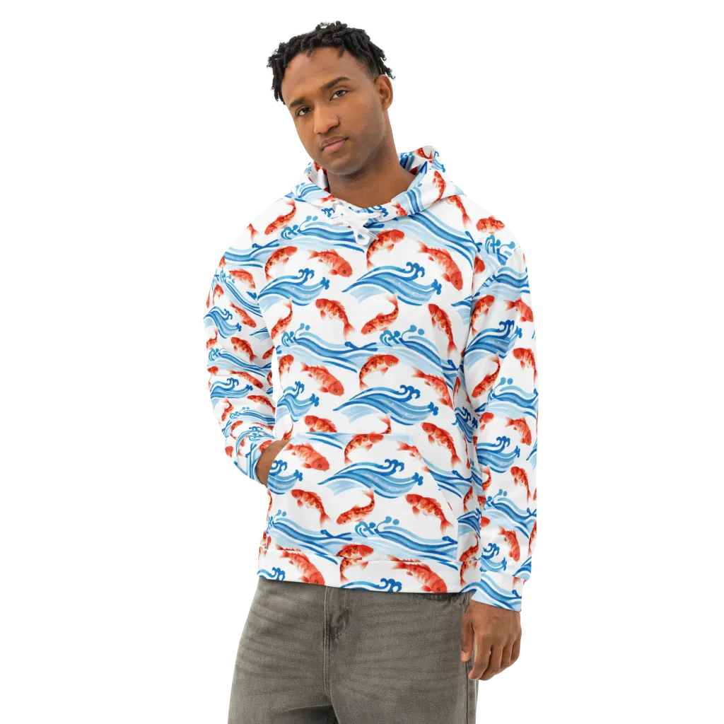 Waves of Fortune on Cotton Hoodie — Left Front