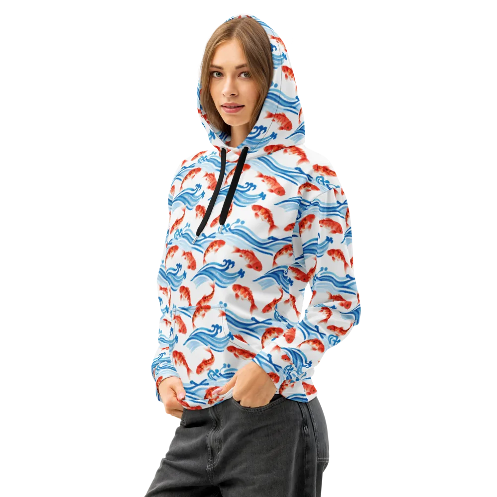 Waves of Fortune on Cotton Hoodie — Left Front