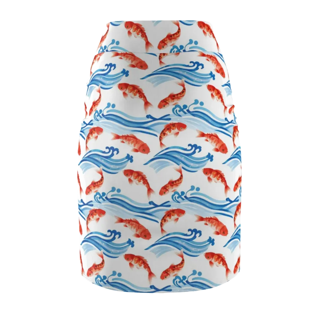 Waves of Fortune on Pencil Skirt — Back