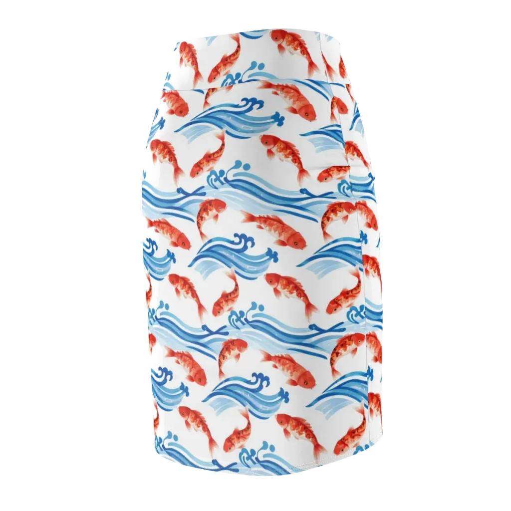Waves of Fortune on Pencil Skirt — Back Side