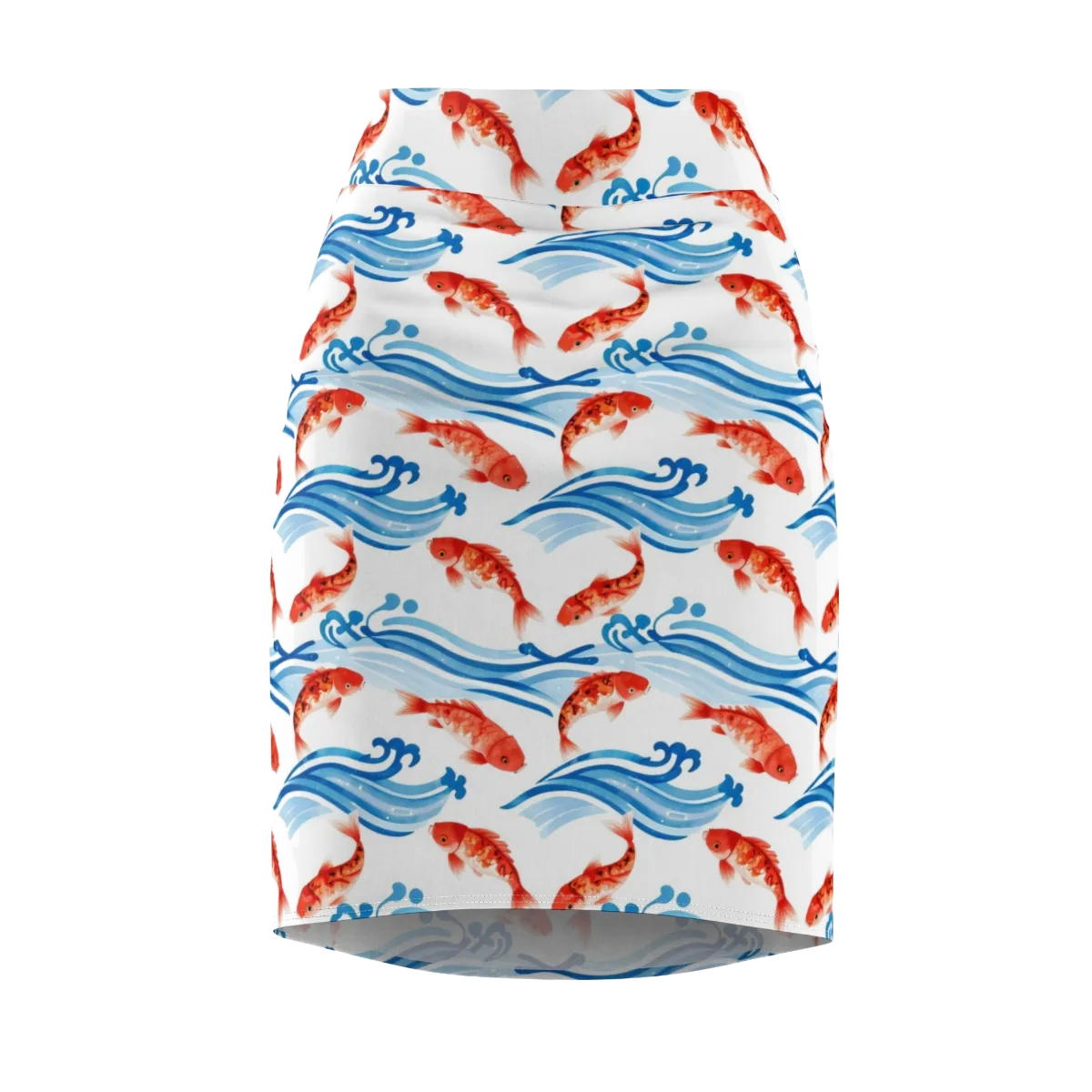 Waves of Fortune on Pencil Skirt — Front