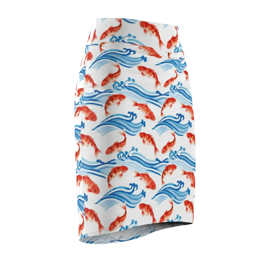 Waves of Fortune on Pencil Skirt — Front Side