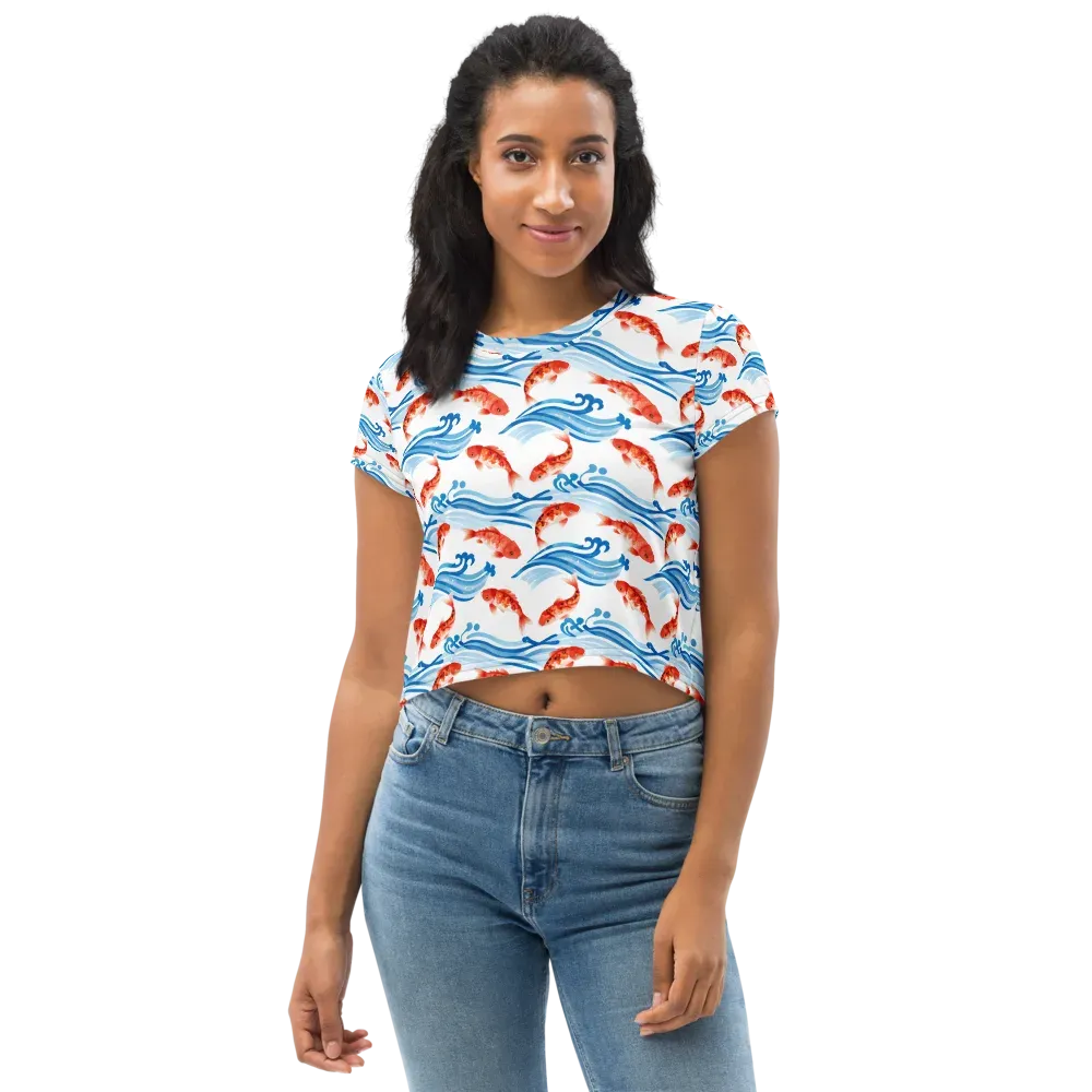 Waves of Fortune on Crop Tee — Front