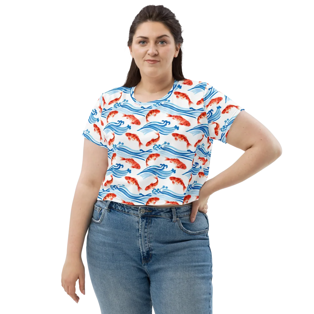 Waves of Fortune on Crop Tee — Front