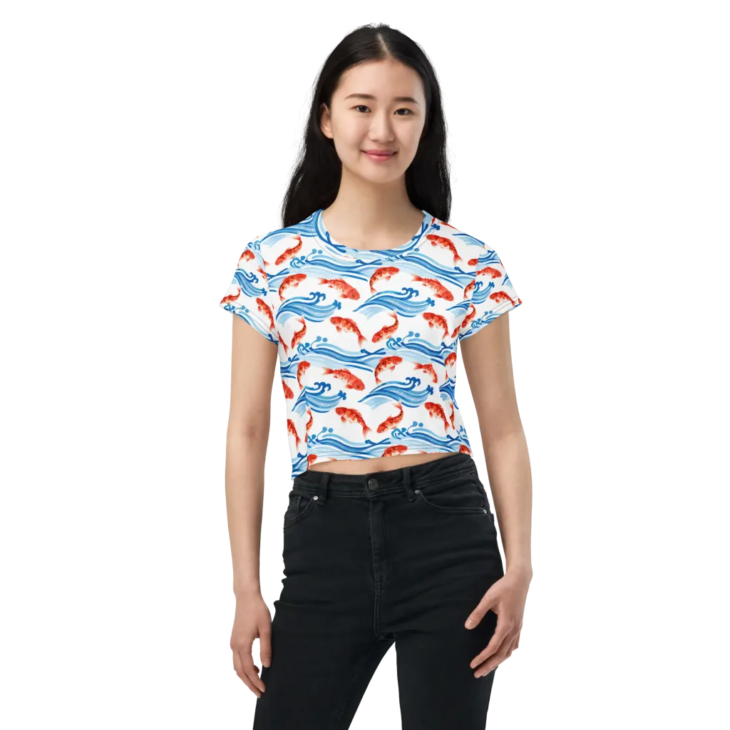 Waves of Fortune on Crop Tee — Front