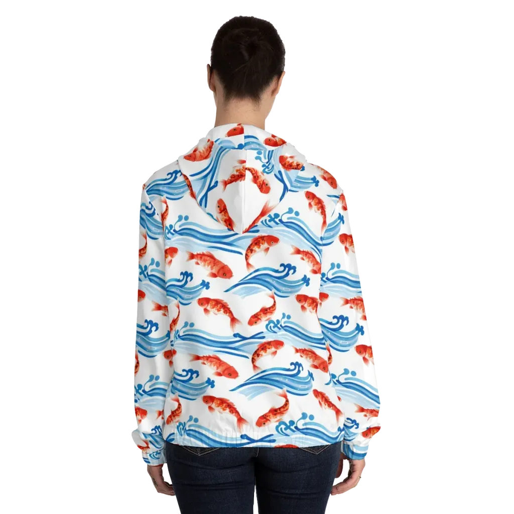 Waves of Fortune on Women's Full-Zip Hoodie — Back On Person