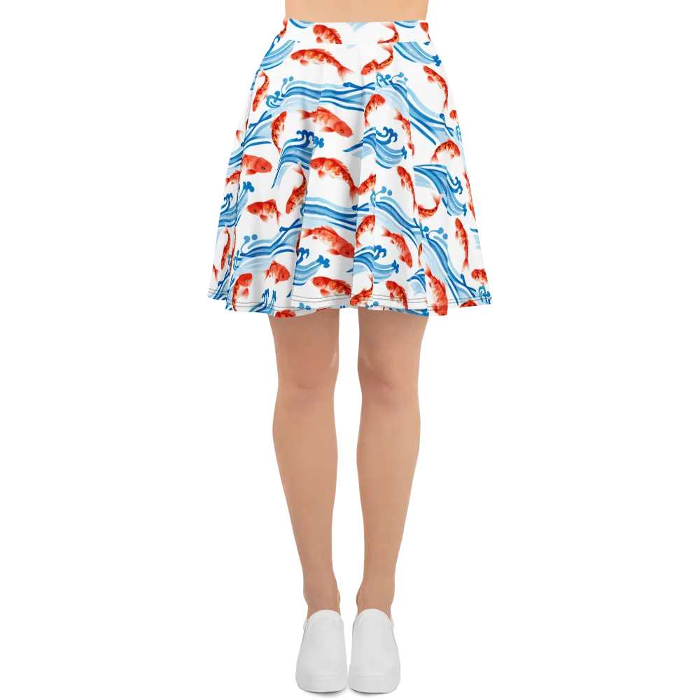 Waves of Fortune on Skater Skirt — Front