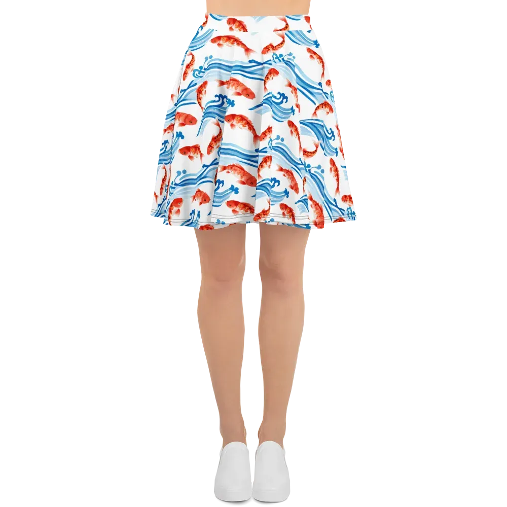 Waves of Fortune on Skater Skirt — Front
