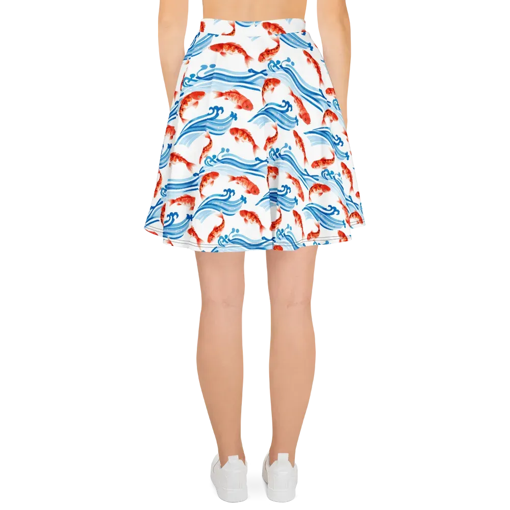 Waves of Fortune on Skater Skirt — Back