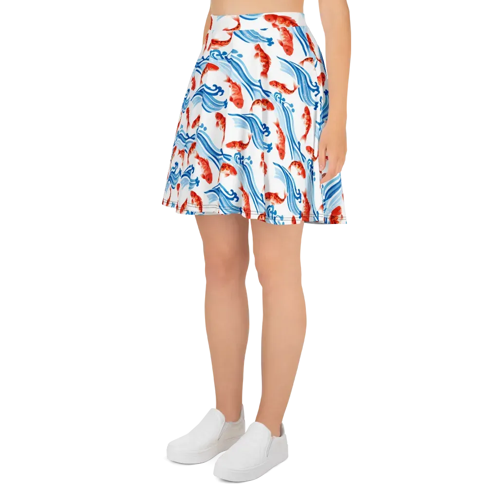 Waves of Fortune on Skater Skirt — Left