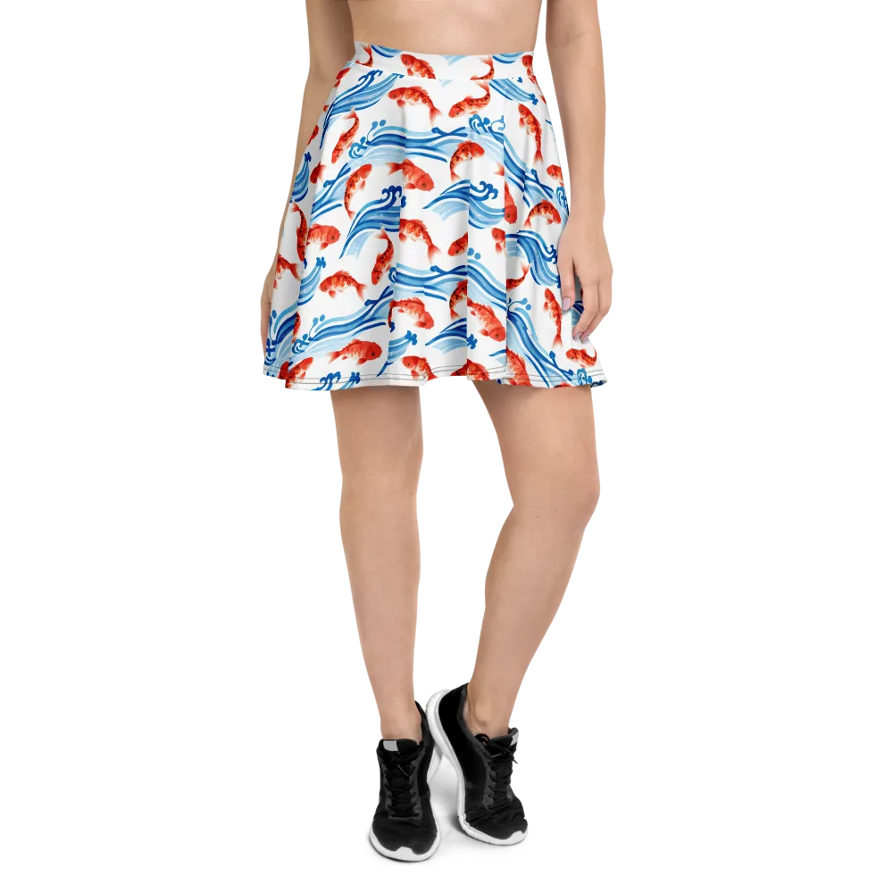 Waves of Fortune on Skater Skirt — Front