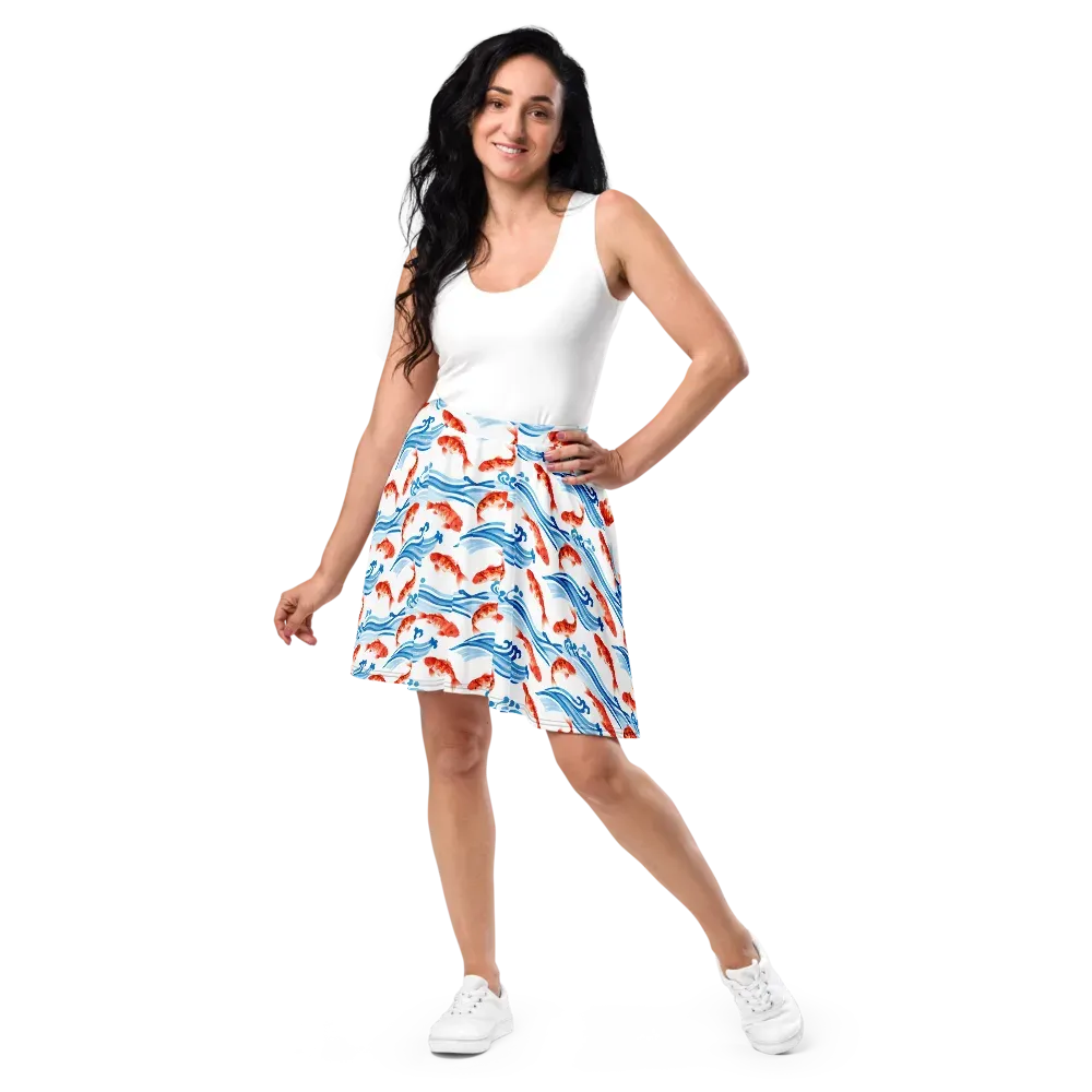 Waves of Fortune on Skater Skirt — Front