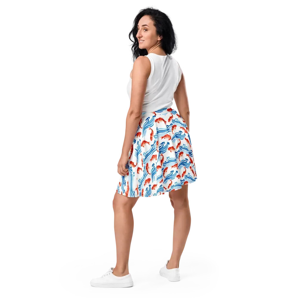 Waves of Fortune on Skater Skirt — Back