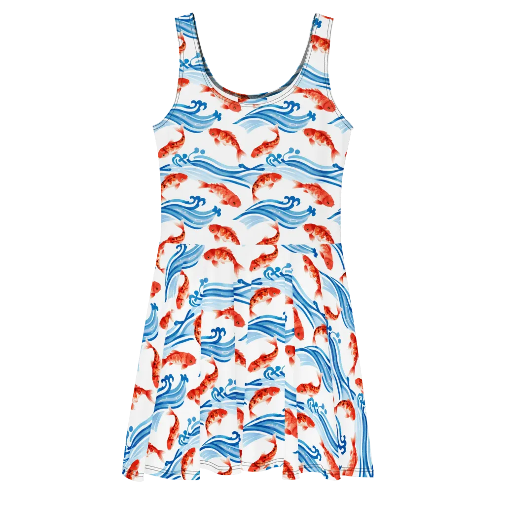 Waves of Fortune on Skater Dress — Front