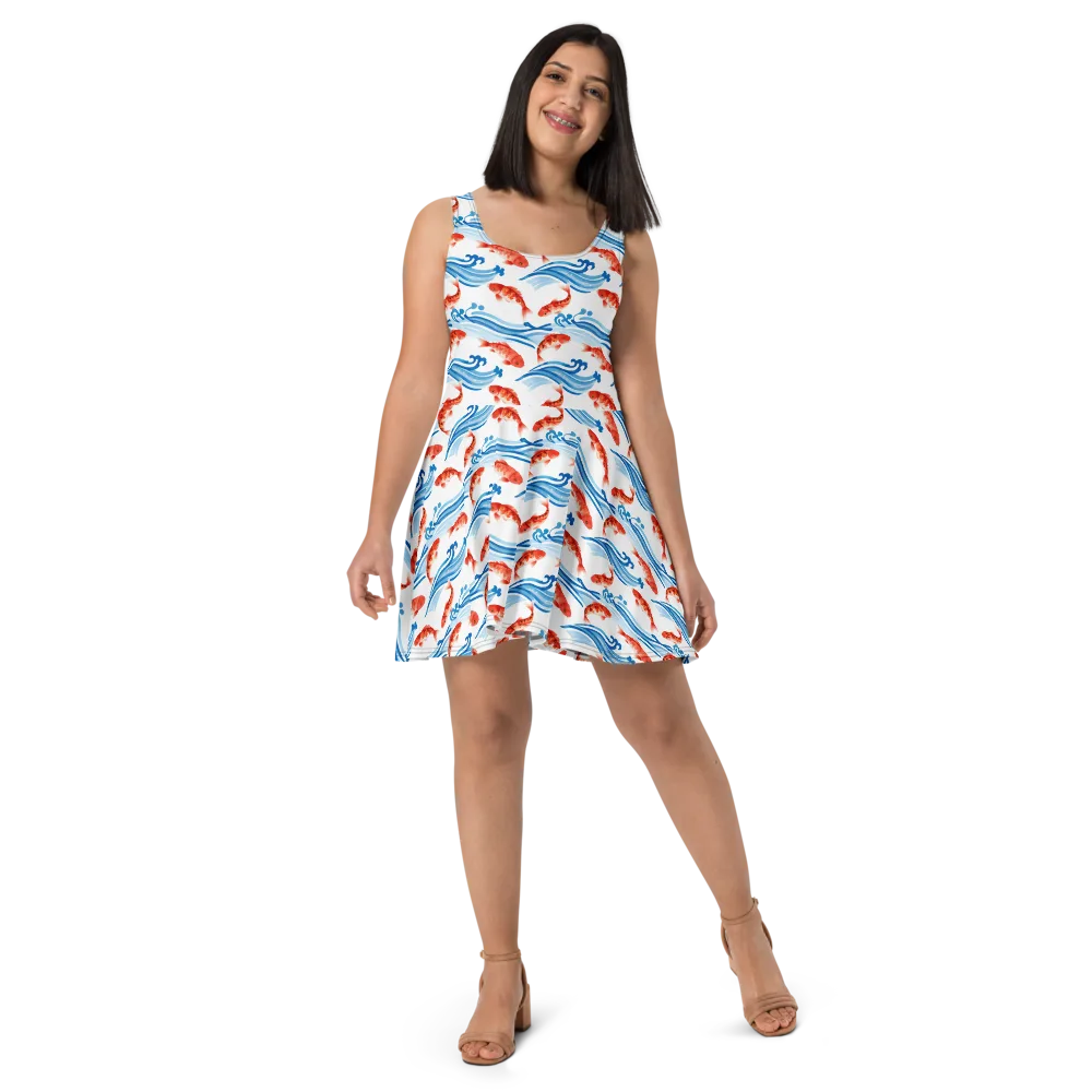 Waves of Fortune on Skater Dress — Front