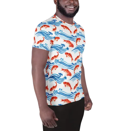 Waves of Fortune on a Men's Athletic T-Shirt