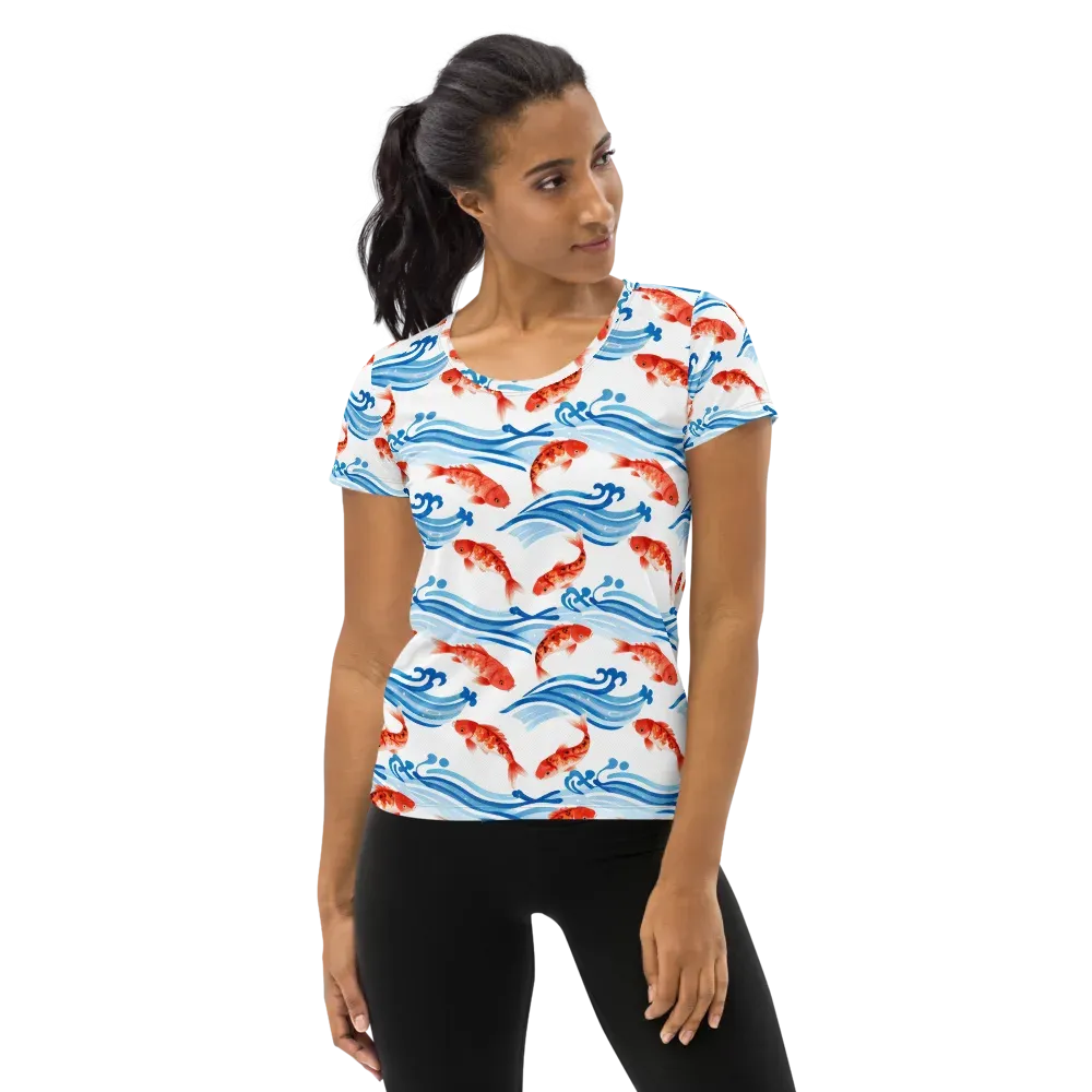 Waves of Fortune on Women's Athletic T-Shirt — Front