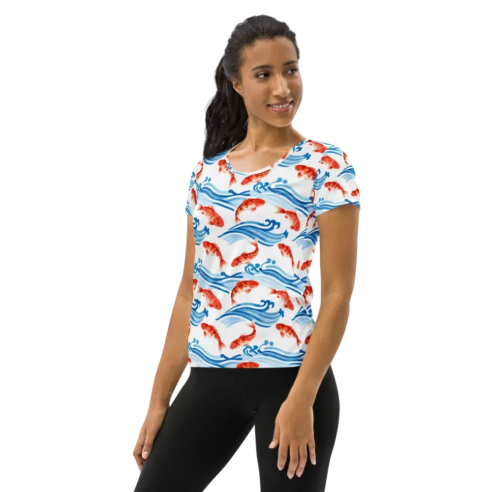 Waves of Fortune on Women's Athletic T-Shirt — Left