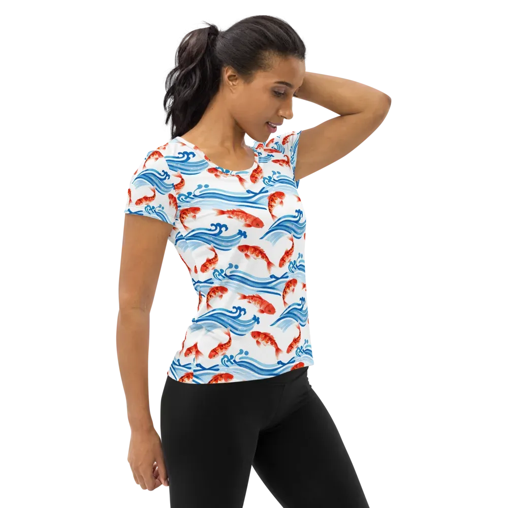 Waves of Fortune on Women's Athletic T-Shirt — Right