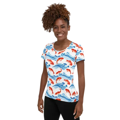 Waves of Fortune on a Women's Athletic T-Shirt