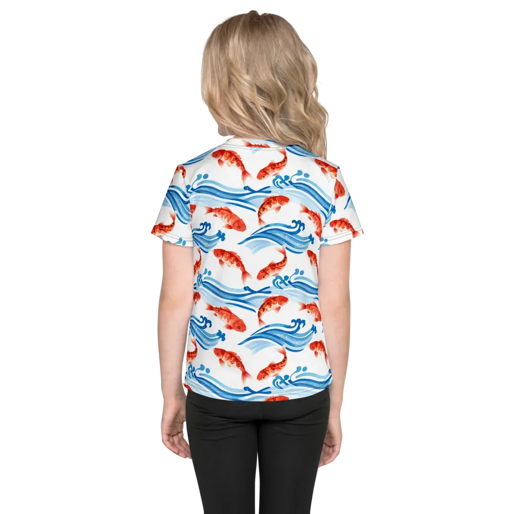Waves of Fortune on Kids Crew Neck T-Shirt — Back