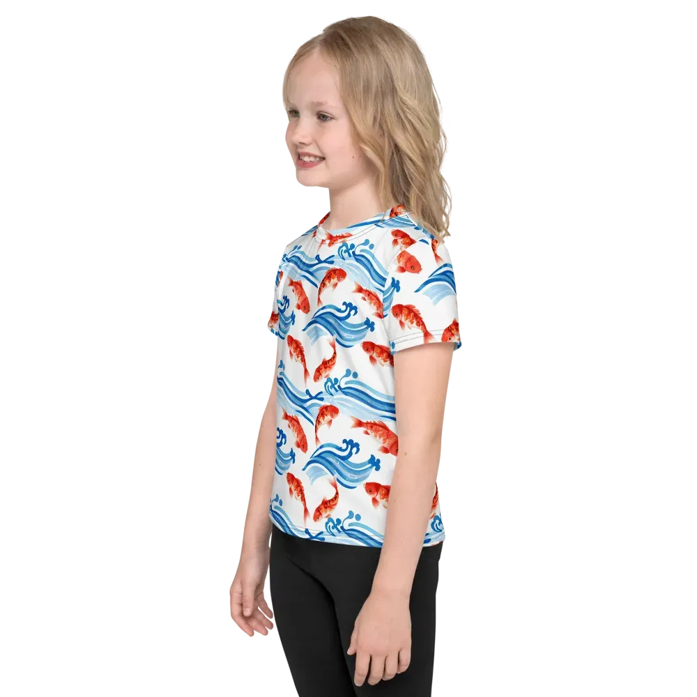 Waves of Fortune on Kids Crew Neck T-Shirt — Left