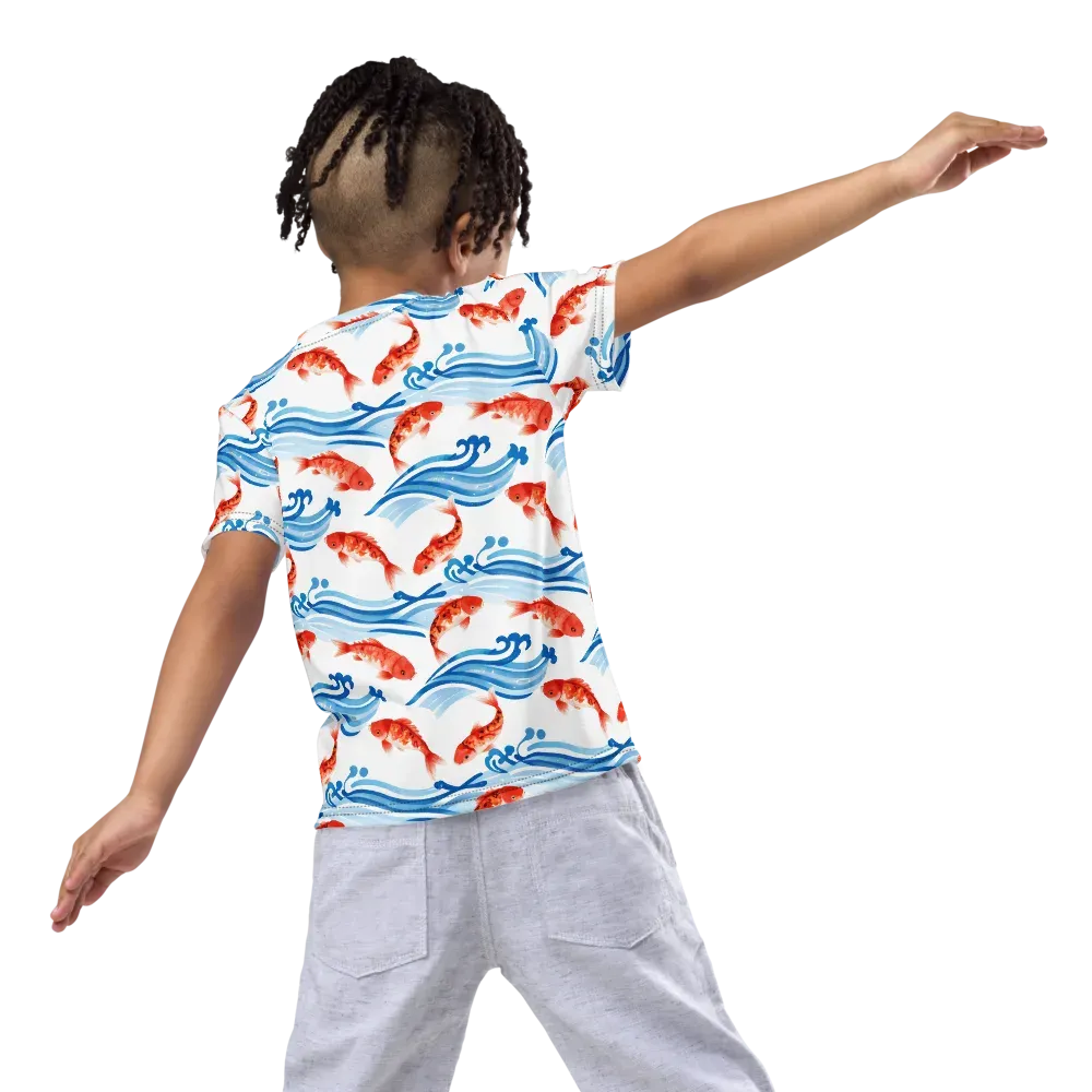 Waves of Fortune on Kids Crew Neck T-Shirt — Back