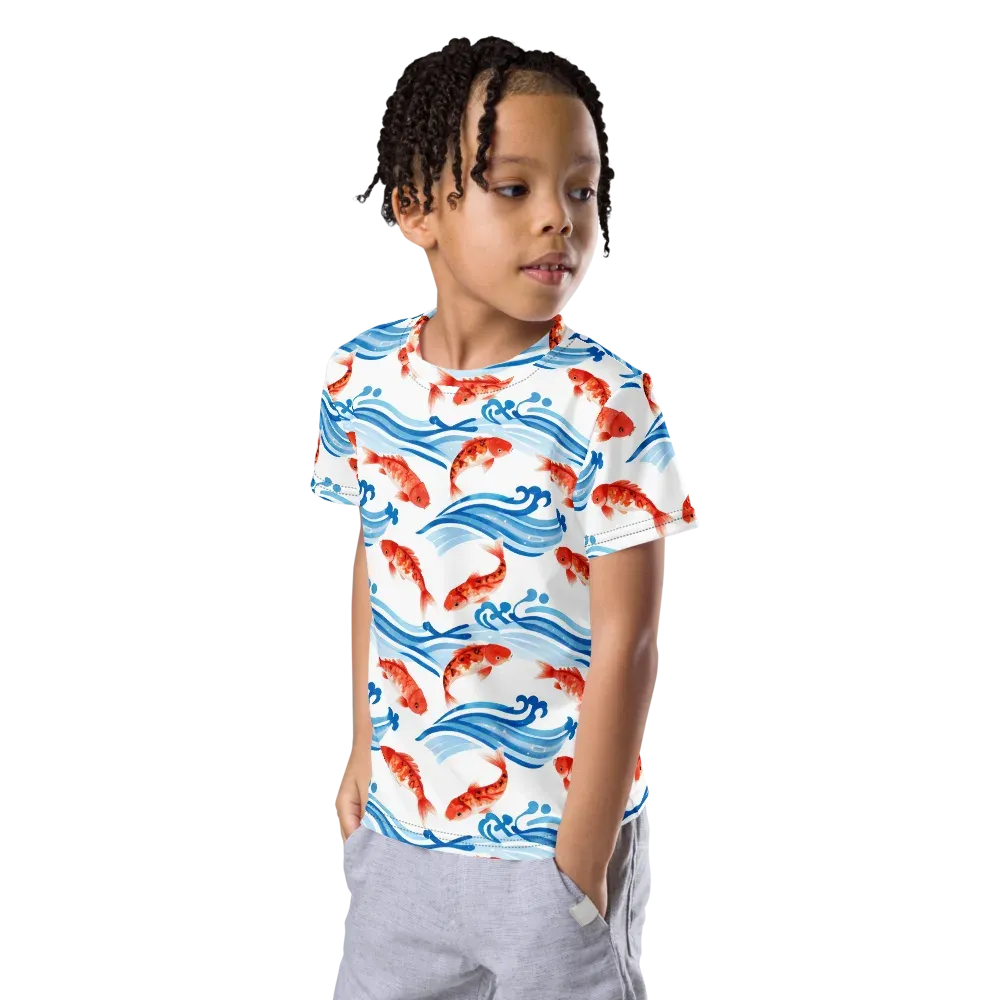 Waves of Fortune on Kids Crew Neck T-Shirt — Left Front