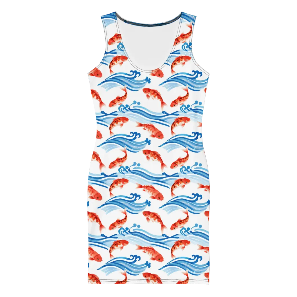 Waves of Fortune on Bodycon Dress — Front