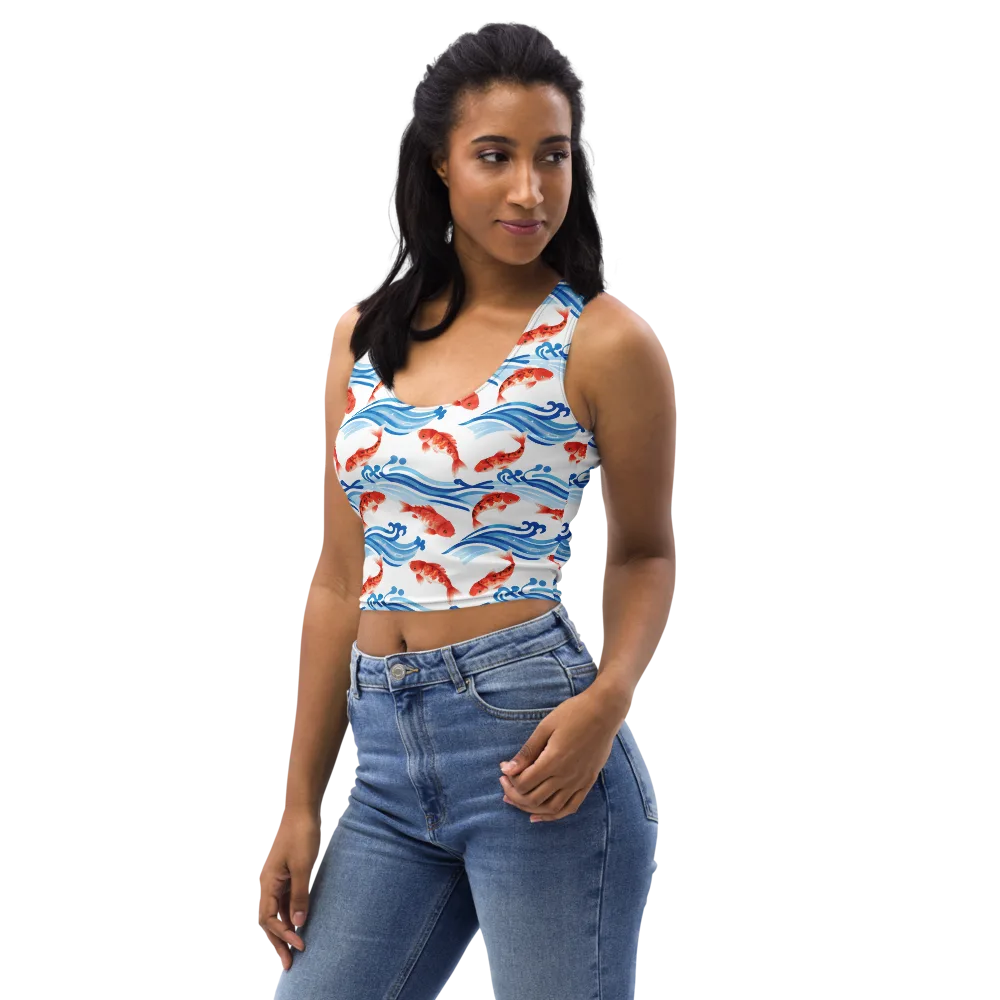 Waves of Fortune on Crop Top — Left Front