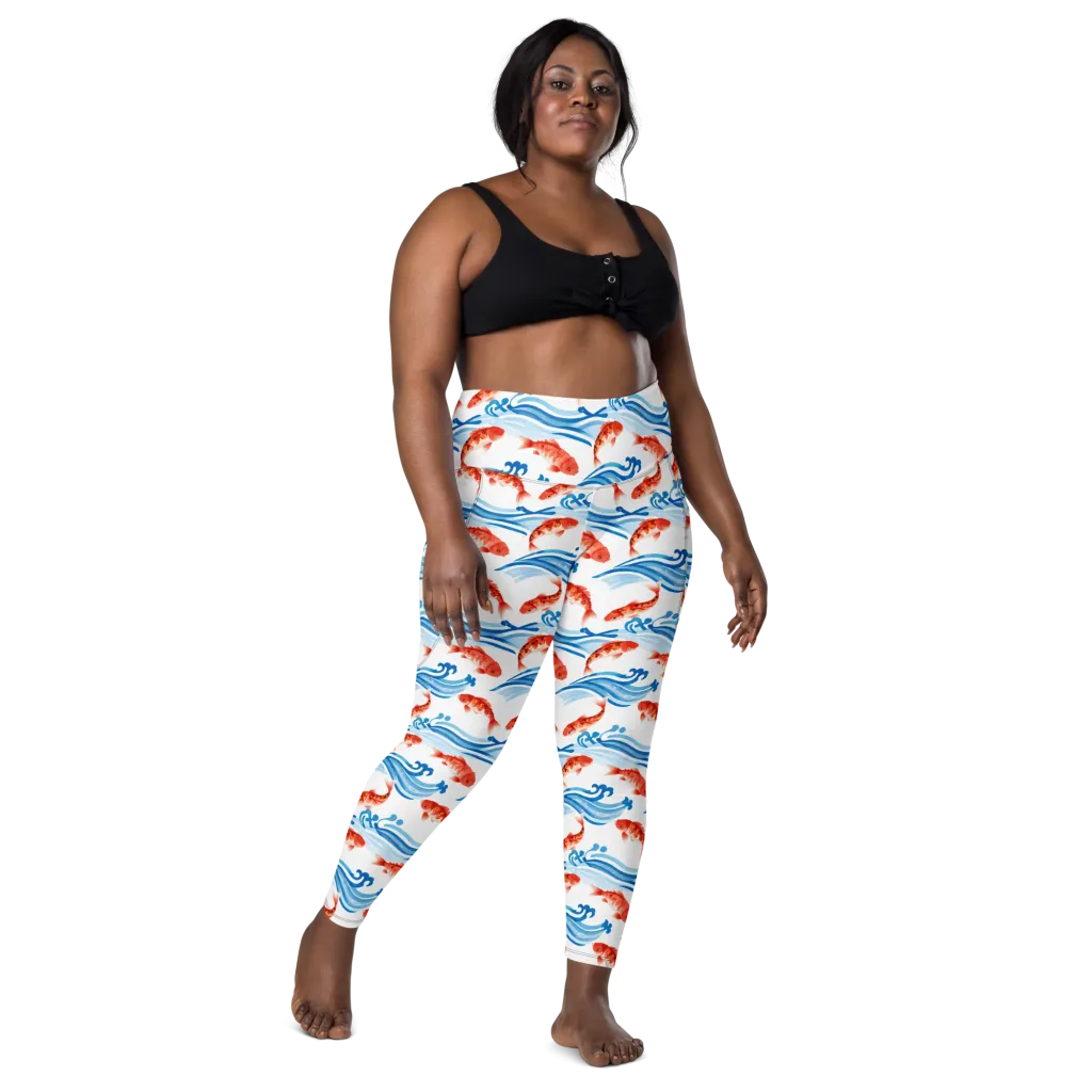 Waves of Fortune on Leggings with Pockets — Front
