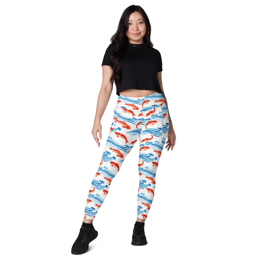 Waves of Fortune on Leggings with Pockets — Front