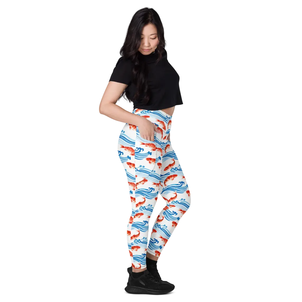 Waves of Fortune on Leggings with Pockets — Right