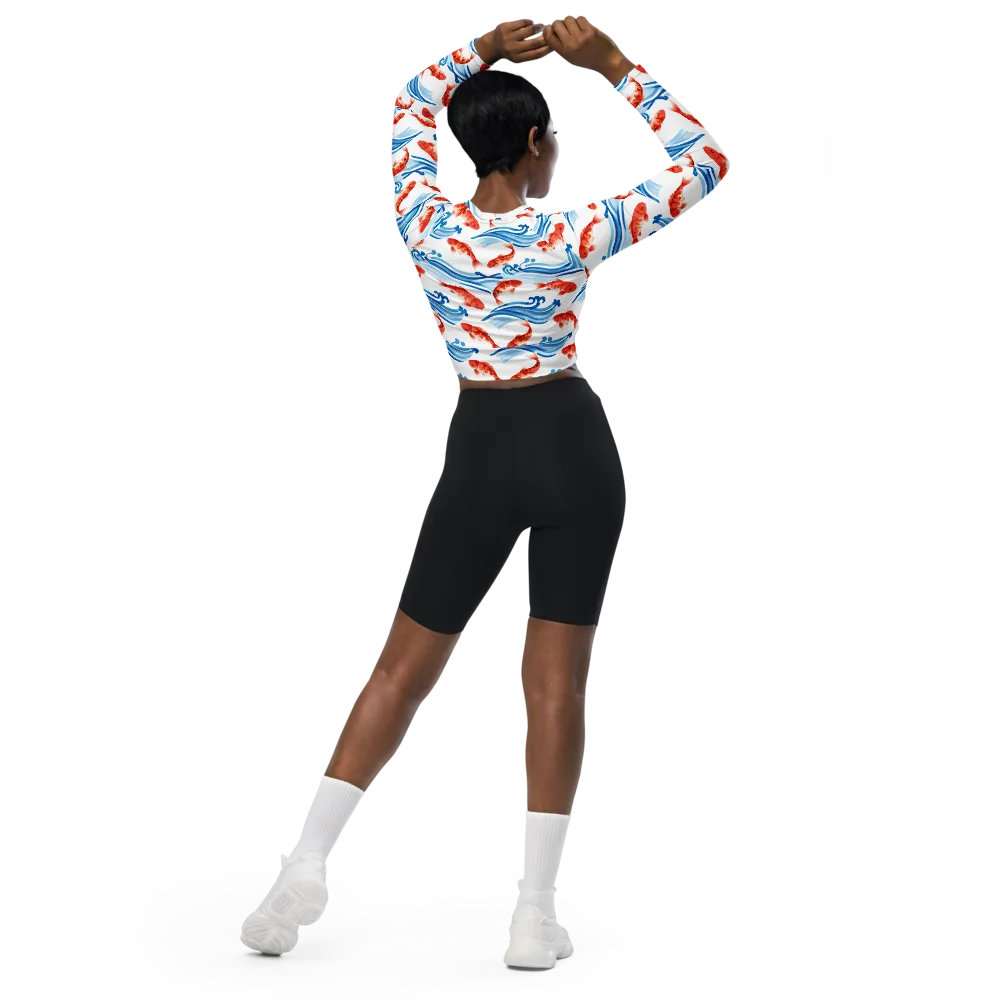 Waves of Fortune on Long Sleeve Crop Top — Back