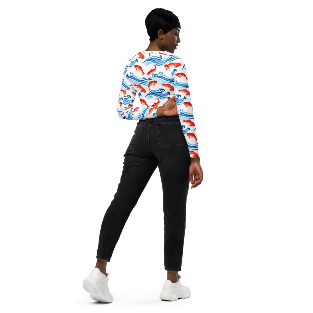 Waves of Fortune on Long Sleeve Crop Top — Right Back