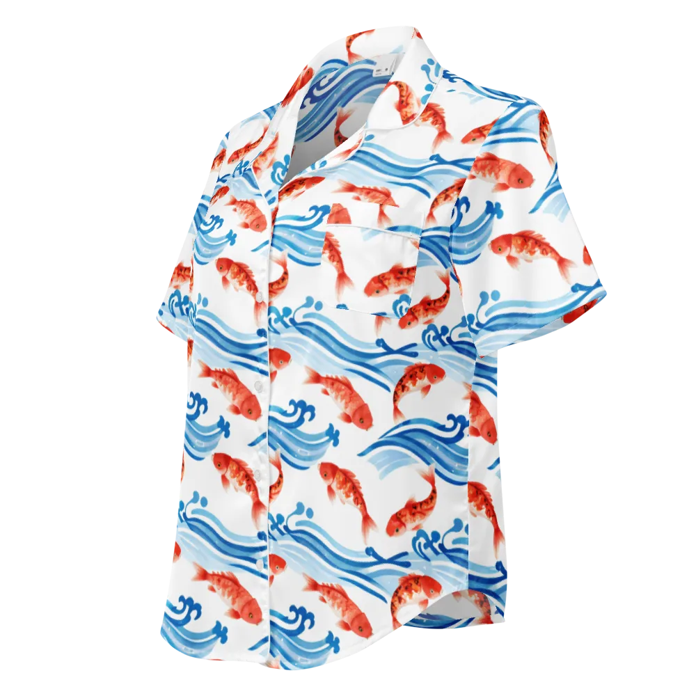 Waves of Fortune on Women's Short Sleeve Pajama Top — Left Front