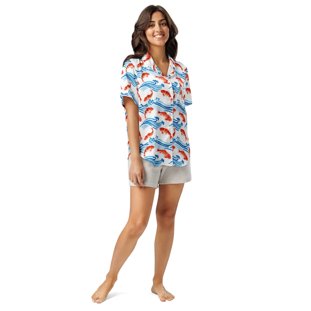 Waves of Fortune on Women's Short Sleeve Pajama Top — Front