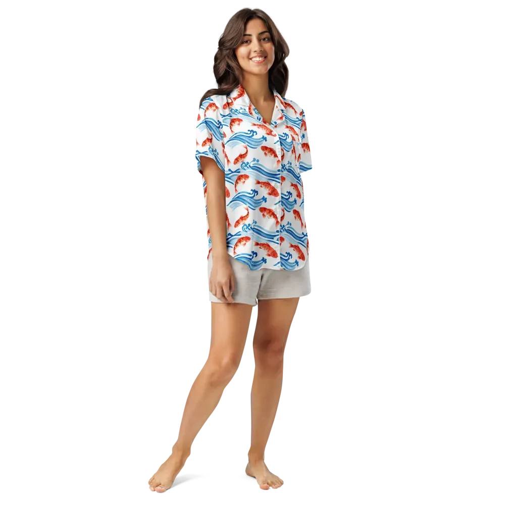 Waves of Fortune on Women's Short Sleeve Pajama Top — Front