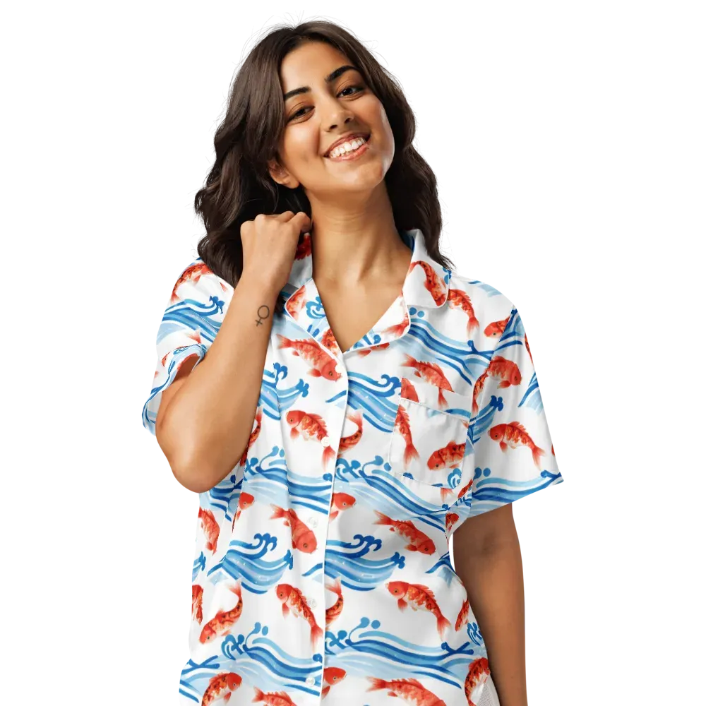 Waves of Fortune on Women's Short Sleeve Pajama Top — Front