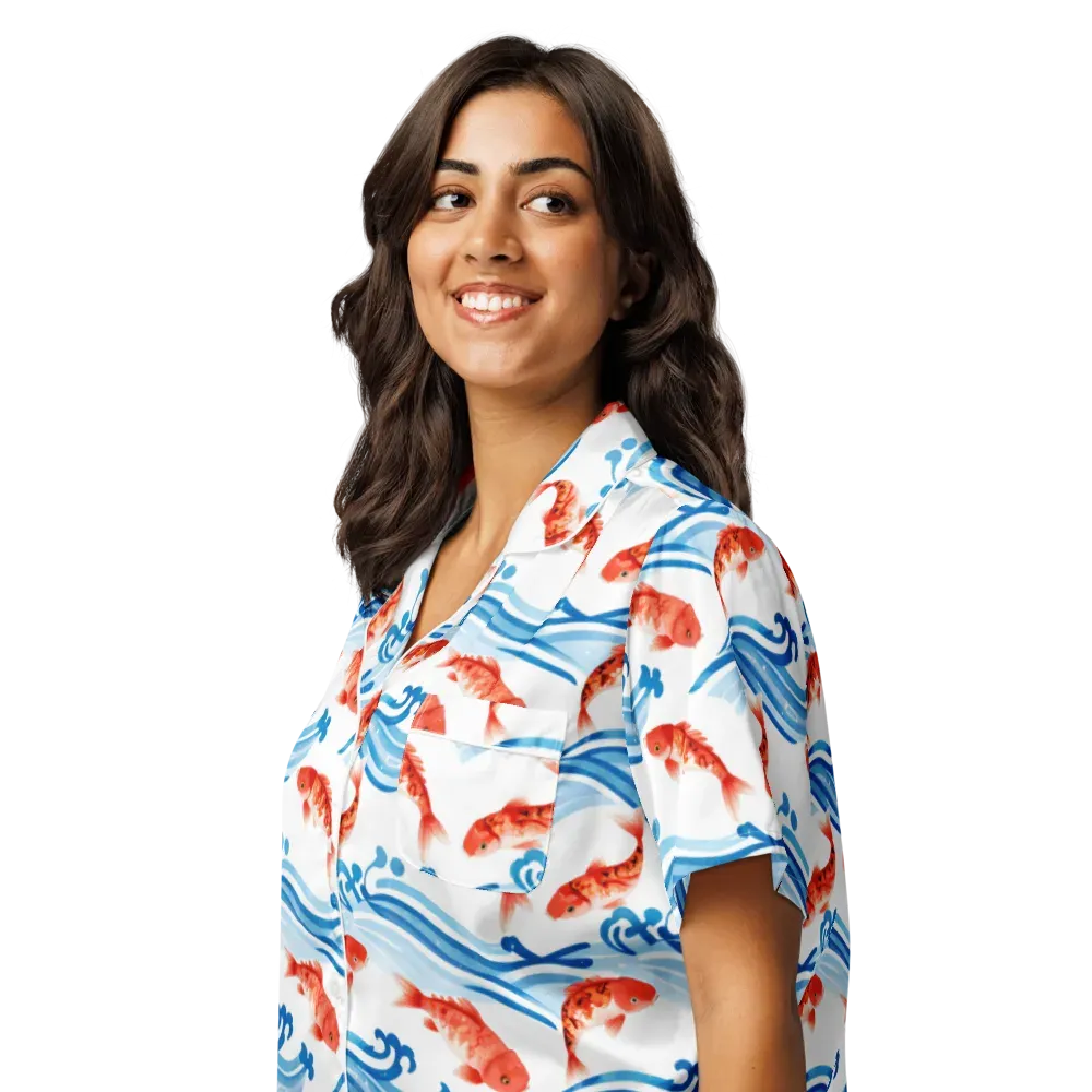 Waves of Fortune on Women's Short Sleeve Pajama Top — Left Front