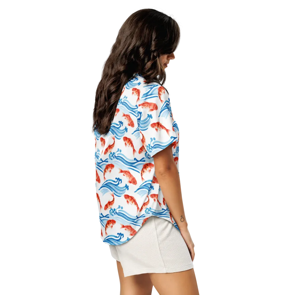 Waves of Fortune on Women's Short Sleeve Pajama Top — Right Back