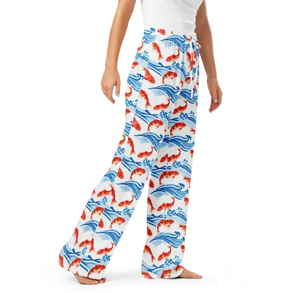 Waves of Fortune on Women's Pajama Pants — Right Front