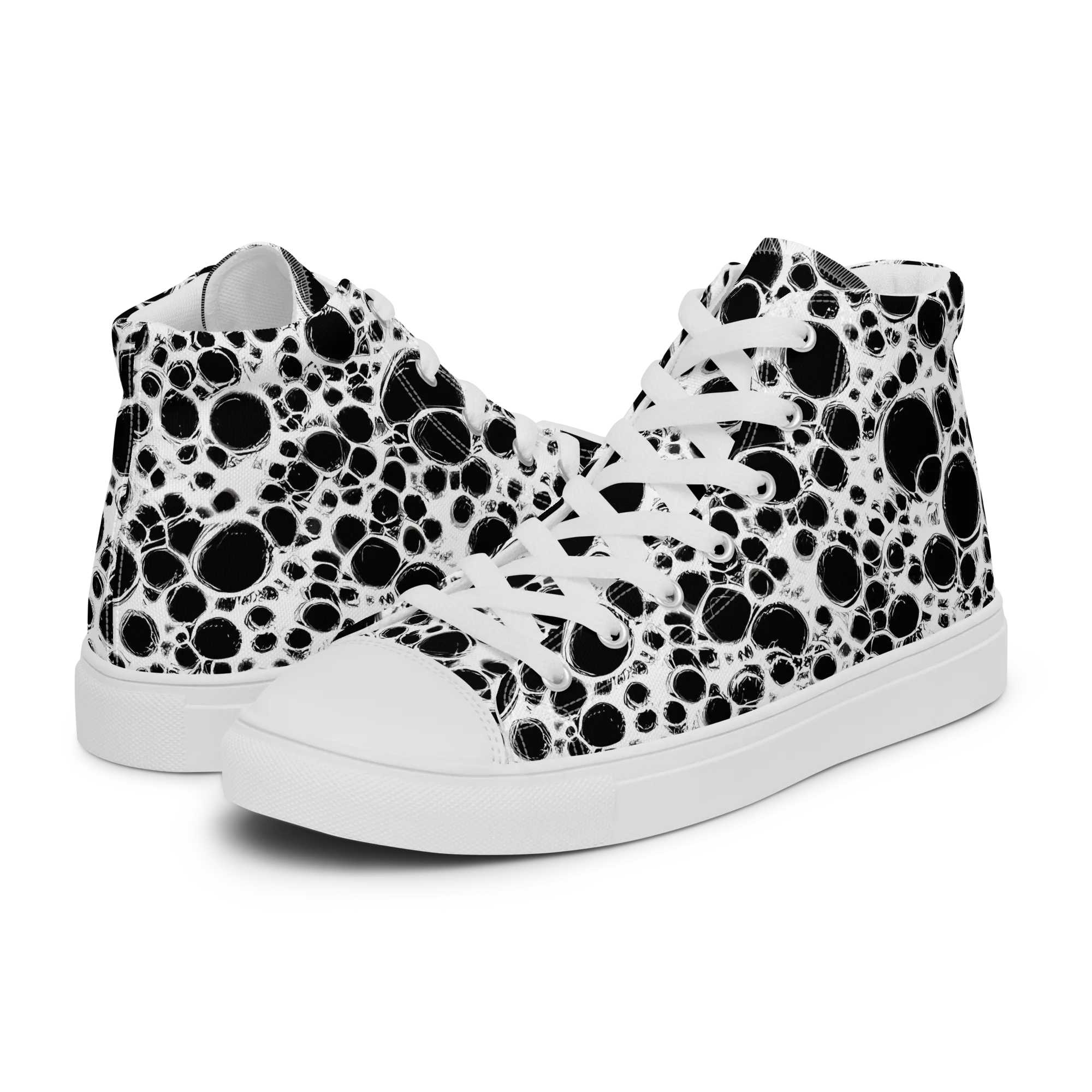 Obsidian Bubble on Men's High Top Canvas Shoes — Left