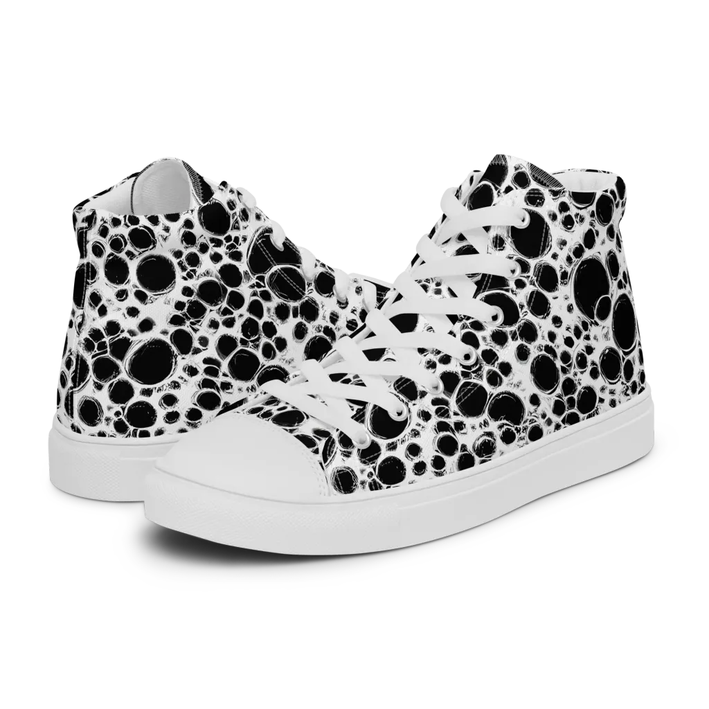 Obsidian Bubble on Men's High Top Canvas Shoes — Left