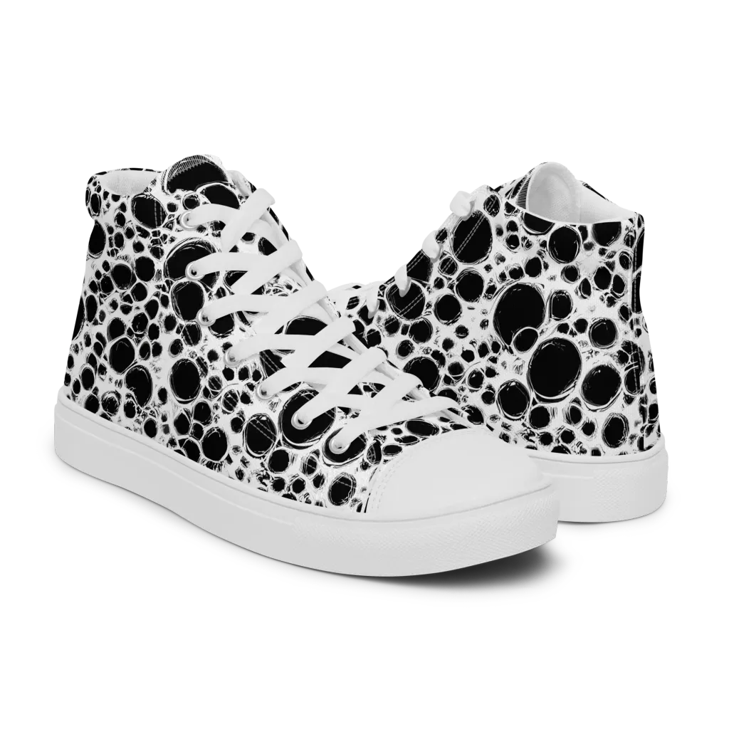 Obsidian Bubble on Men's High Top Canvas Shoes — Right