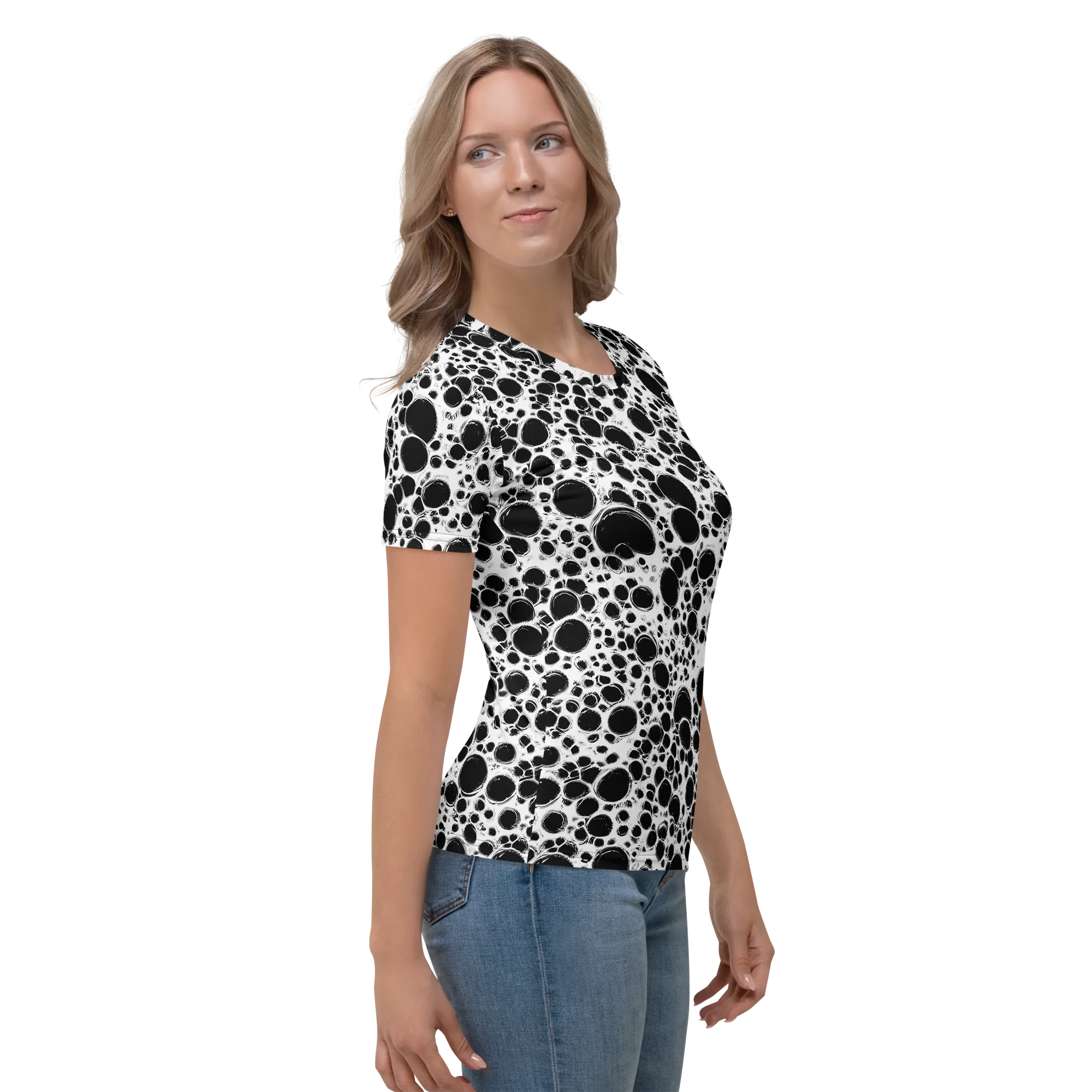 Obsidian Bubble on Women's Crew Neck T-Shirt — Right